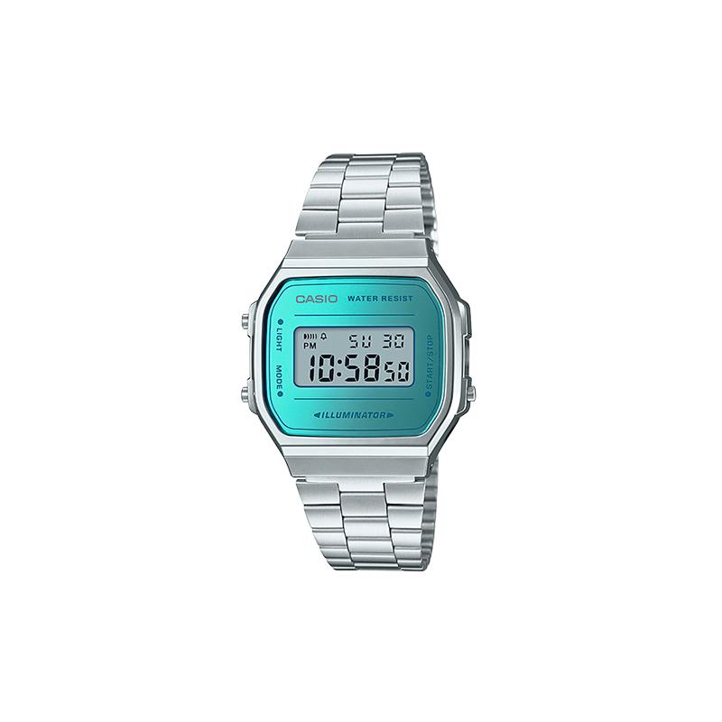 

Casio VINTAGE Series-A168 Small Silver Nugget Classic Retro Waterproof Quartz Movement Stainless Steel Strap Japanese and Korean Watch A168WEM-2 синій