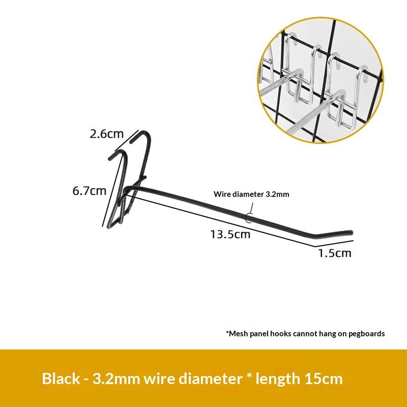 1Pcs 3.2mm Thickness Supermarket Iron Wire Mesh Hanging Hooks 5/10/15/20cm Screen Hooks Iron Grid Hooks For Screen Grid