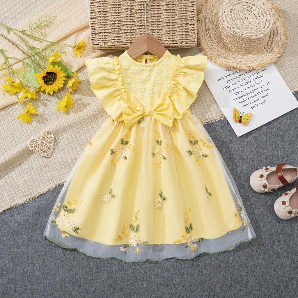 Children's Summer One-Year-Old Dress Little Girl Fashionable Dress Baby Girl Cute Embroidered Princess Dress Hem