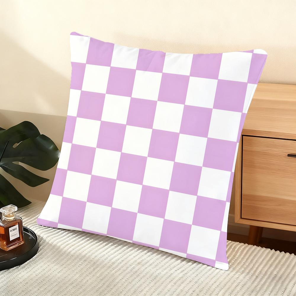 

Artistic Elegant Plaid Prints Cushion Cover Silky Short Plush Home Sofa Cushion Cover - Invisible Zipper Home Decoration 12x12Inch