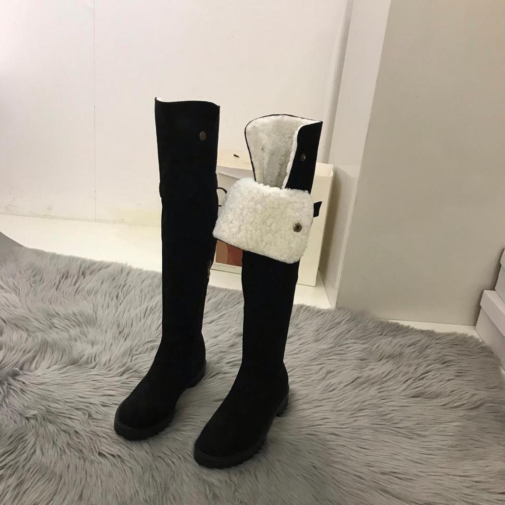 Women's Over-the-Knee High-Tube Cotton Boots with Fleece Lining and Thick Soles for Autumn and Winter