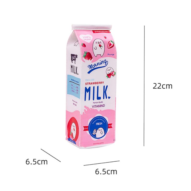Cartoon Milk Cardboard Shape Pen Bag Przenośna, duża pojemność, wielofunkcyjna, zapinana na zamek papeteria