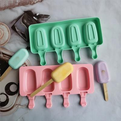4 Cells Oval Silica Gel Mold Silicone Ice Cream Mold Popsicle Mould DIY  Ice Pop Popsicle Manufacturer Ice Tray Cake Baking Tool