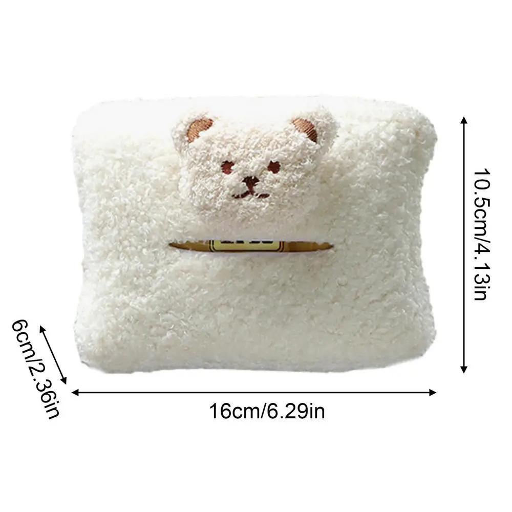 Cute Cartoon Plush Bear Car Headrest Tissue Box Case Paper Tower Holder Auto Visor Hanging Organizer Styling Car Accessories