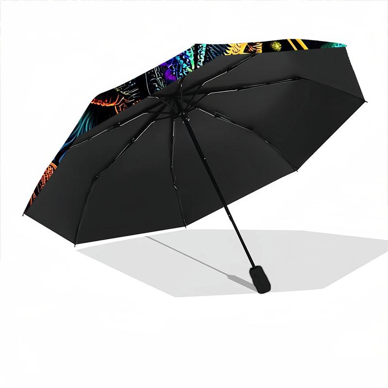 1pc Bulldog Mandala Automatic Open/Close Umbrella with Folding feature Compact Travel Umbrella, Lightweight design, for Commuting, Business128