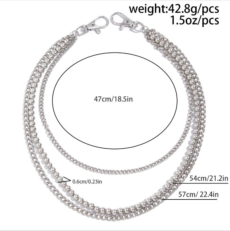 Fashion Punk Metal Pants Chain Hip Hop Waist Chain Bead Pendant Jeans Chain For Men Women Accessories Gifts