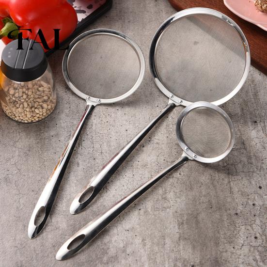 Stainless Steel Strainer 3Pcs Sieve Spoon Durable Fine Mesh Oil Rivet-reinforced Filter Sturdy Long-lasting for Home Kitchen Welded