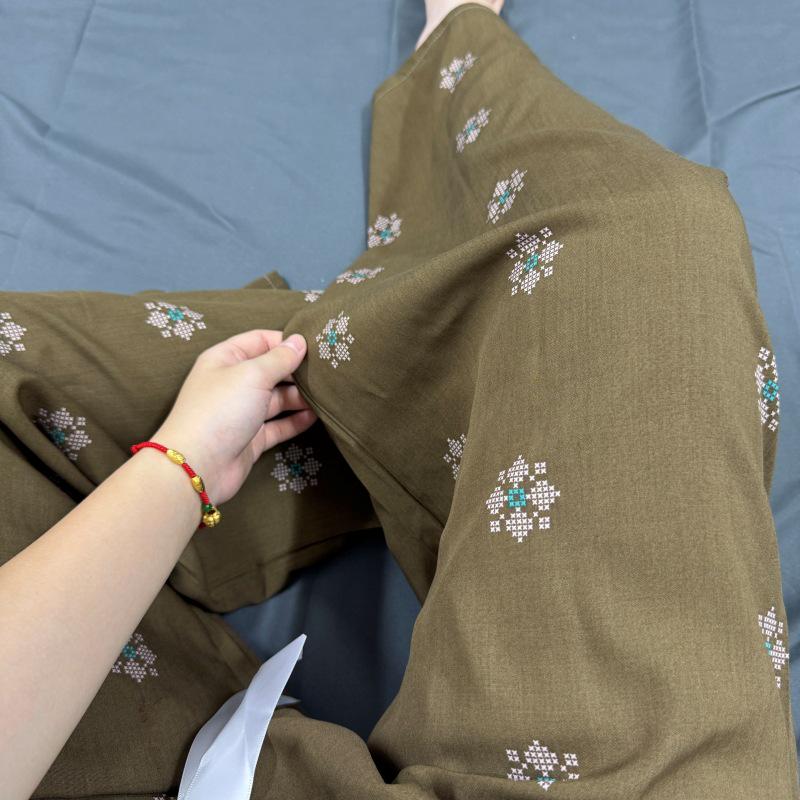 Three Sizes Women's Cotton Silk Wide-Leg Rayon Pants - Spring/Summer Breathable, Plus Size Casual Home Sleepwear