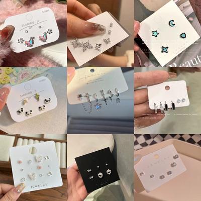 6-Delige Set Oorbellen, Oorbellen met Mango Ketting Design Oor gesp, Temperament Veelzijdige Planeet Zirkonia Oorbellen.