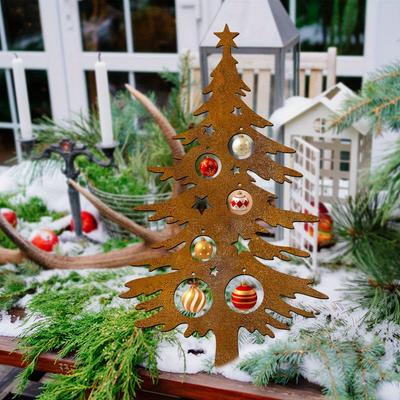 Iron Christmas Tree Garden Decorative Stake Festival Home Garden Statues Christmas Decoration Outdoor Decoration for Garden Yard