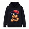 Cute Cool Capybara Print Kids Hoodie, Boys Girls Casual Loose Long Sleeve Pullover Sweatshirt, Stylish Streetwear Top For Daily Wear