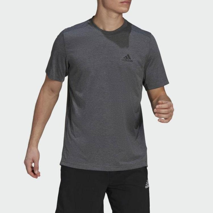adidas Aeroready Designed To Feelready Solid Color Logo T-Shirt Men Tops Dark-Hemp-Gray GT5554