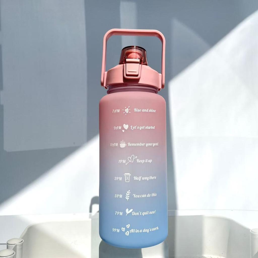 2000ml Large Capacity Frosted Plastic Water Bottle Sports and Fitness Outdoor Portable Kettles