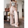 Spring Summer Girly Custom Dyed Pink Stretch Straight Denim Pants For Ladies Casual Pants Oversize Denim Trousers
