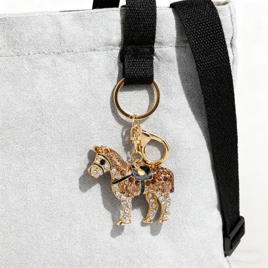 Rhinestone Horse Keychain Sparkling Animal Charm Key Chain Zinc Alloy Key Ring Pendant Handbags Wallet Accessories