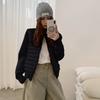Womens Winter Casual Puffer Coat Knit Sleeve Slim Fit Stand Collar Everyday Outerwear