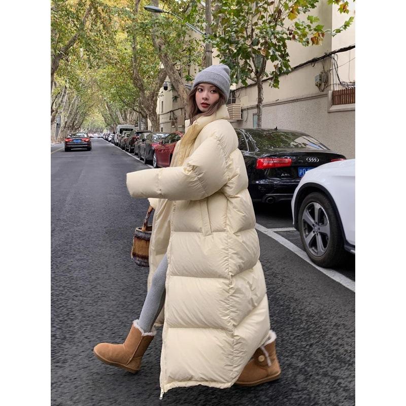 New cotton-padded clothes women's long over-the-knee winter cotton-padded jacket stand-up collar extended thickened down cotton-padded clothes