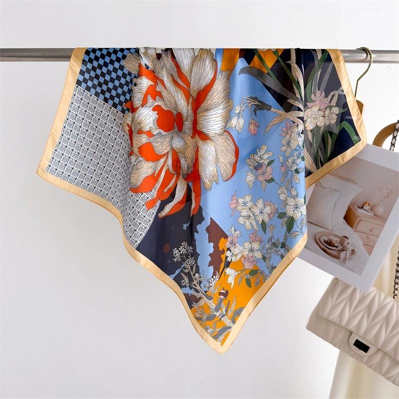 66Cm Floral Printed Square Scarf High-end Small Square Scarf Shawls Women Scarves
