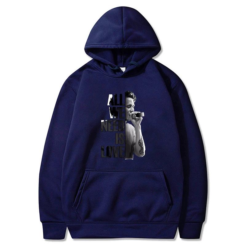 Autumn Letter "All We Need Is Love" and Singer Pattern Printed Hoodies Casual Sports Long Sleeved Men's and Women's Unisex Hooded Sweatshirts