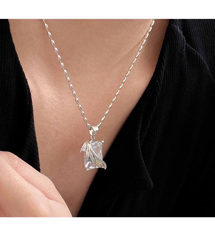 S925 Sterling Silver Korean-Style Olive Bead Clavicle Necklace for Women