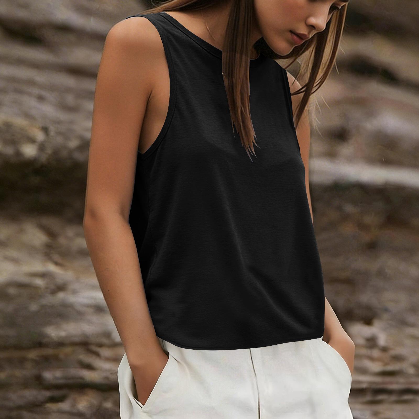 

Women’s Sleeveless Open Back Tank Top Loose Fit Lightweight Athletic Yoga Workout Shirt for Gym Running Training M чёрный