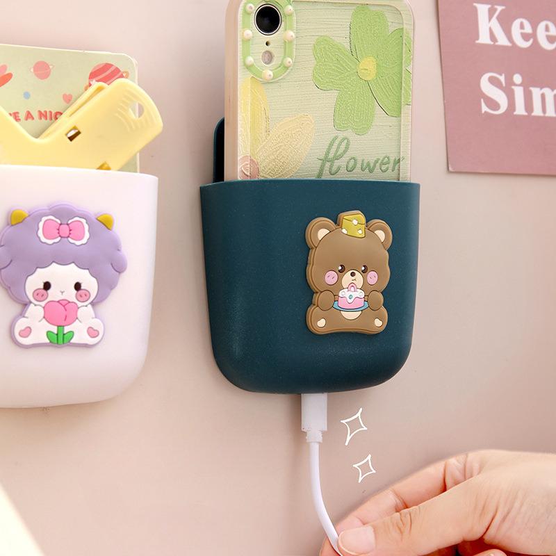 Color Random Wall Mounted Storage Rack, Air Conditioning Remote Control Bracket, Bedroom Wall Adhesive Phone Charging Bracket