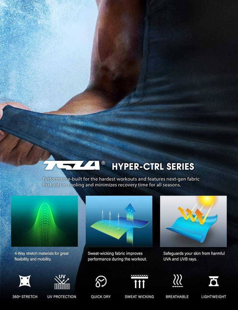 Tesla Sleeveless Compression Tank Top with UV Protection and Ideal for and As a Base Layer or Undershirt for Model Men's Quick-Drying Sweat-Wicking,