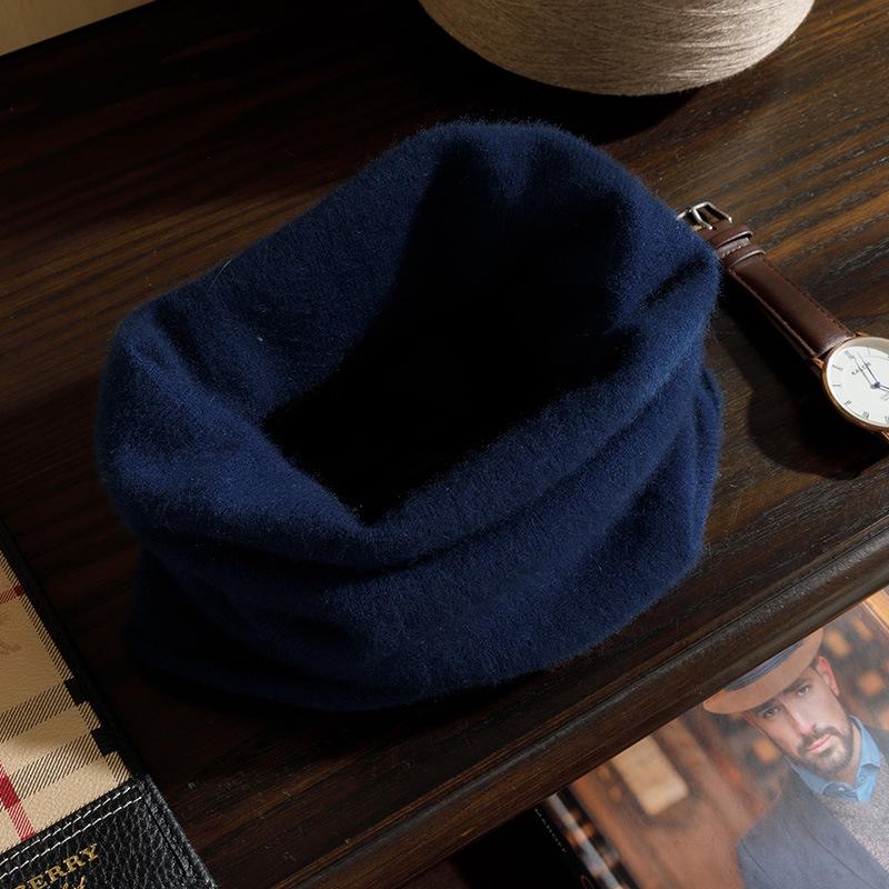 Men's 100% Pure Cashmere Knitted Neck Warmer - Autumn/Winter Style with Rolled Edge for Added Warmth and Comfort