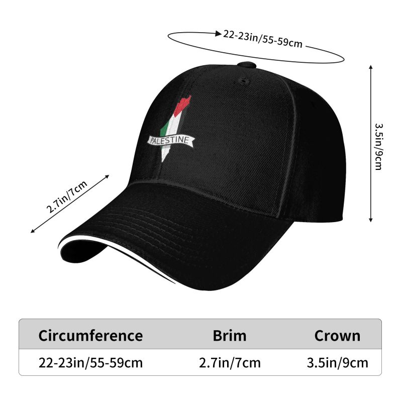 Palestine Flag Map Sticker Baseball Cap Casual Snapback Peaked Cap Unisex Sandwich Caps Sun Visor Bucket Hat Golf Hats