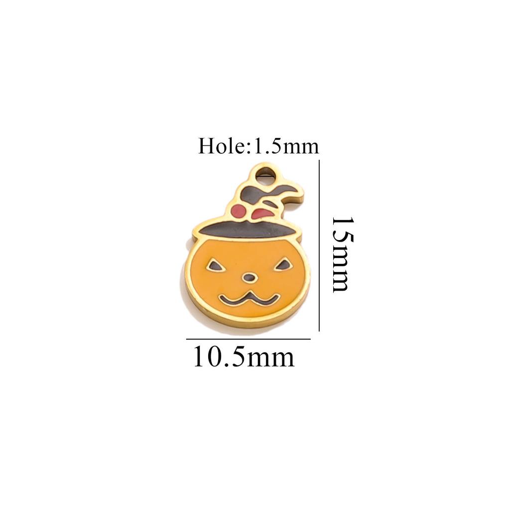 Yori 5Pcs Halloween Pumpkin Lantern Little Ghost Funny Cartoon Cute Pendant DIY Stainless Steel Accessories Jewelry Pendant