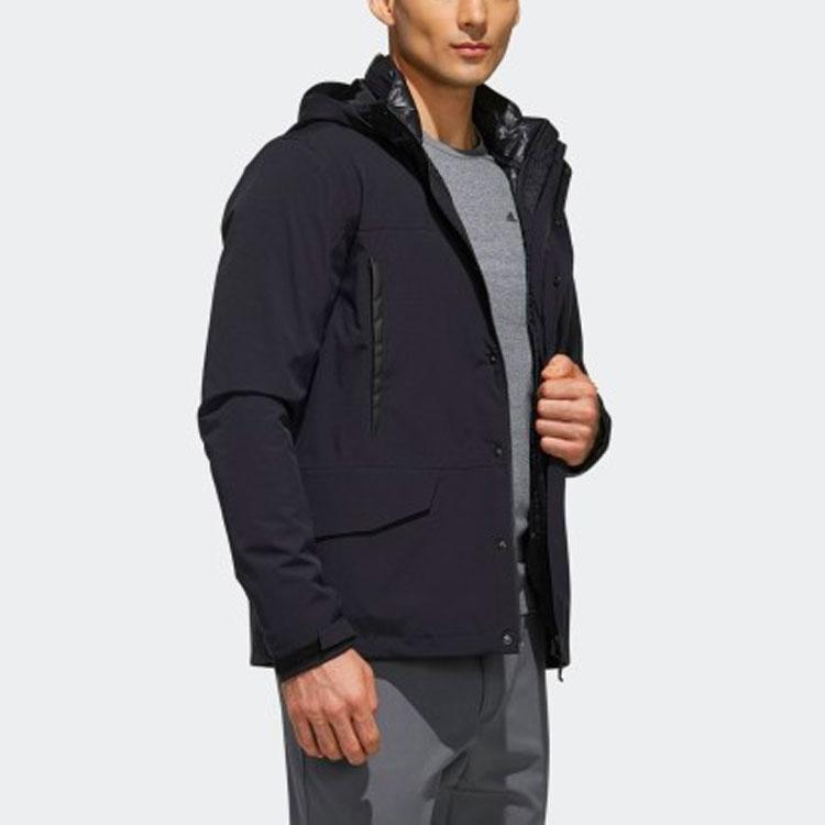 Adidas Three-In-One Hooded Down Jacket With Logo Men Outerwear Black DW9250
