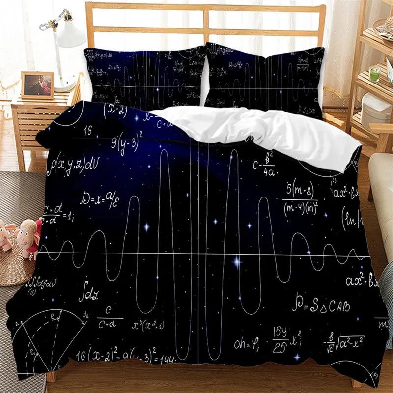 Math Function Duvet Cover Math Equation Bedding Set Double Microfiber Science Geometry Comforter Cover Educational Quilt Cover