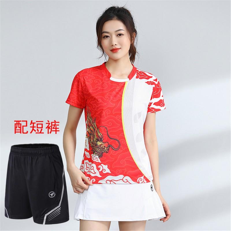 Unisex Badminton Sport Set Short Sleeve Top Shorts Men Women Kids Athletic Wear