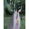 Lila Hanfu für Damen, Chinesischer Wei Jin Dynastie Stil Großärmeliges Hemd Kreuzkragen Set für Damen
