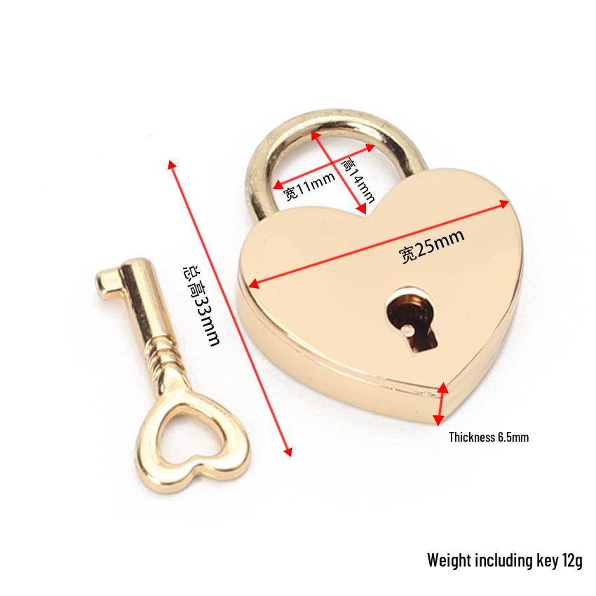 Heart-Shaped Alloy Notebook & Luggage Lock with Buckle and Pendant