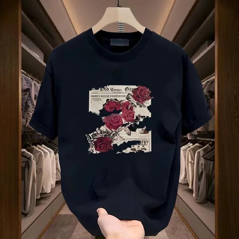 women men cotton t shirt round neck short sleeve print casual t-shirts