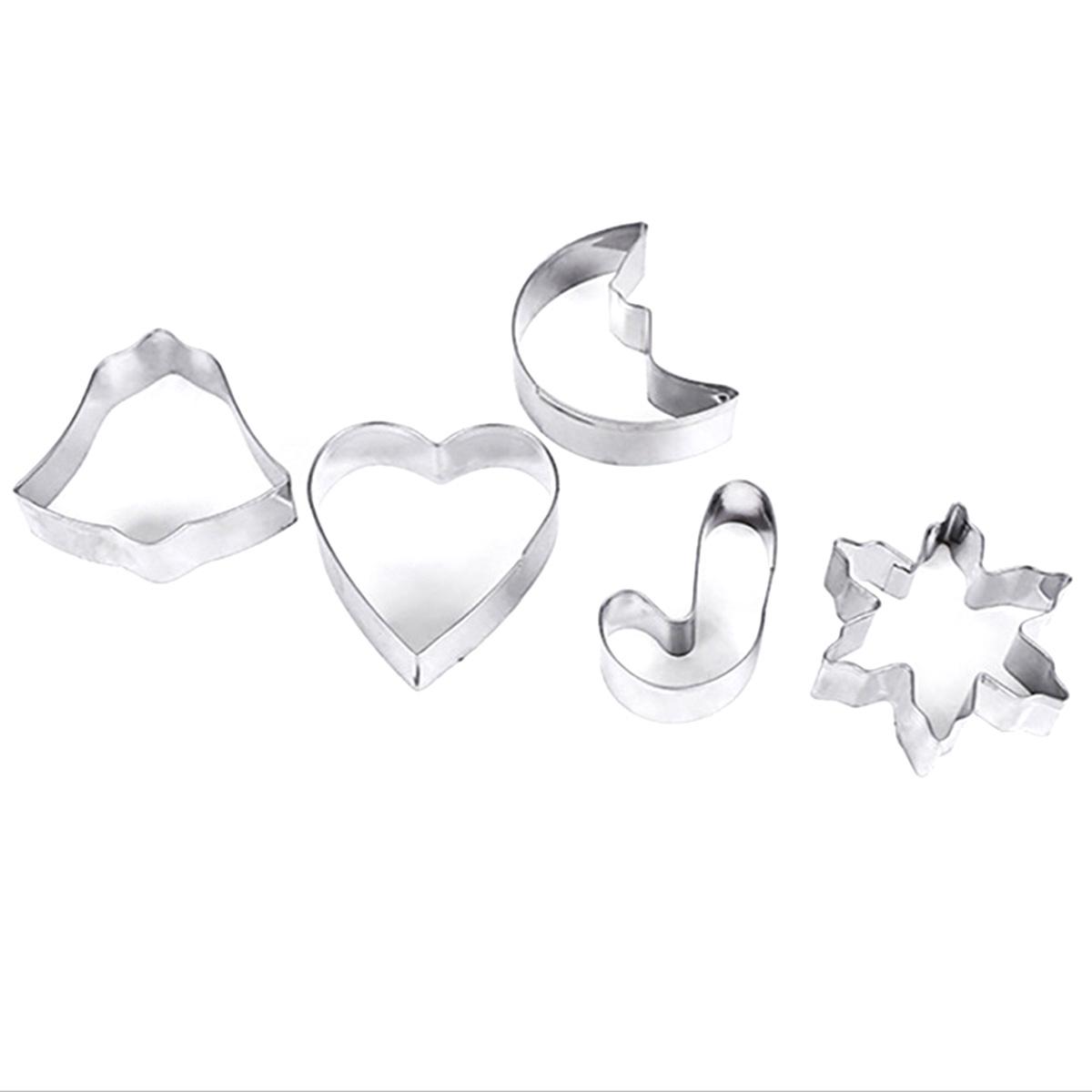 

M-Modern-10-Piece Set Christmas Tree Series Baking Biscuit Mold Stainless Steel Biscuit Mold Combination Fruit Cutting Tool срібний