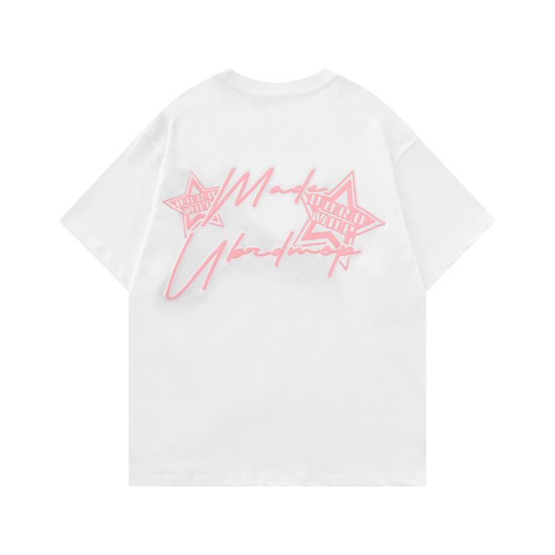 Trendy Summer New American Creative Splicing Personalized Cracks Star Pattern Casual Men's and Women's T-shirts