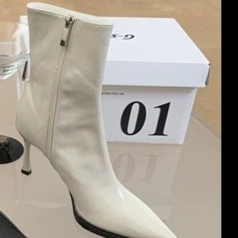 

2025 Новые женские ботильоны Сексуальные с острым носком Женские короткие ботинки Модные повседневные Женские ботинки на тонком высоком каблуке Однотонные Стилетто 39 белый