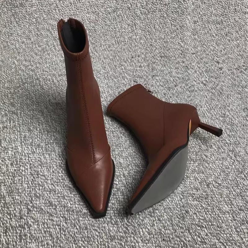 Sexy Pointed Toe Women Ankle Boots New Trend High Heels Shoes Pumps Chelsea Short Botas Winter Woman Goth Heeled 35 5180₽