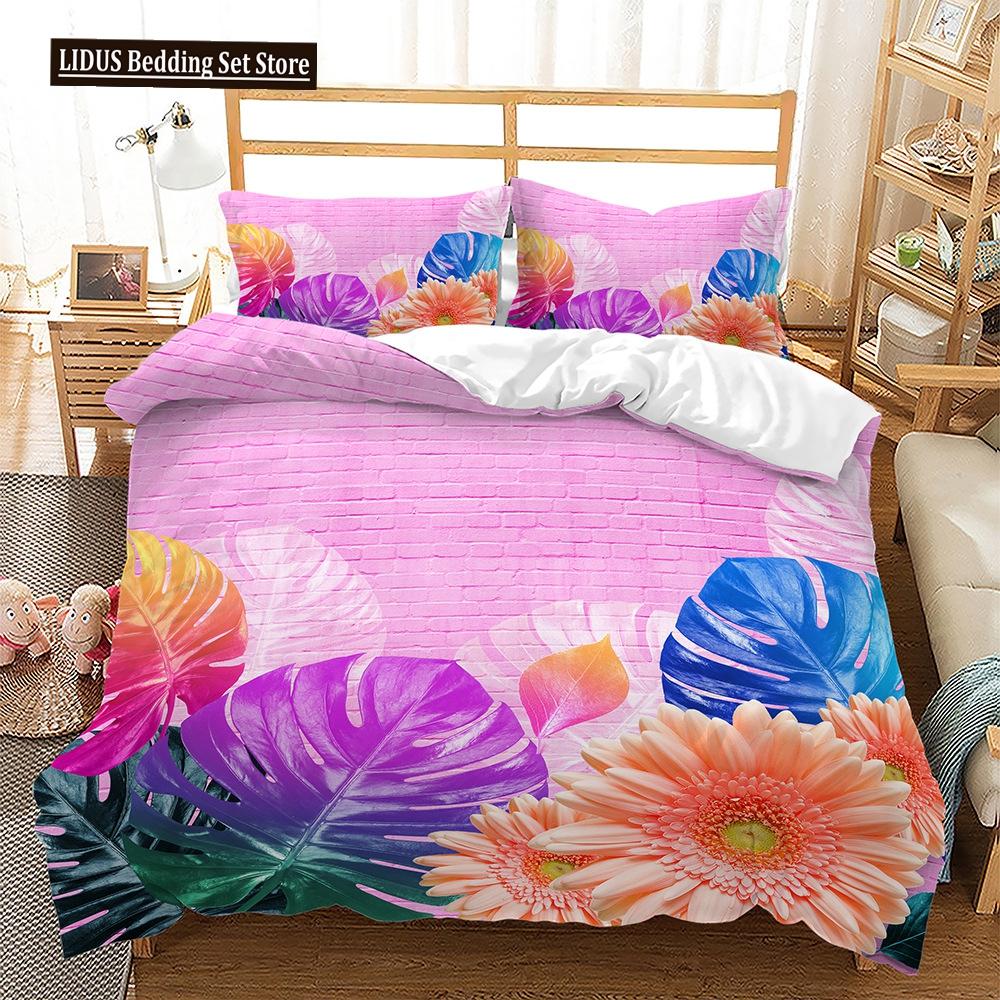 Four-leaf Clover Duvet Cover Set Green Leaves With Good Luck Polyester Comforter Cover For Kids Boy Girl Bedding Set King Size