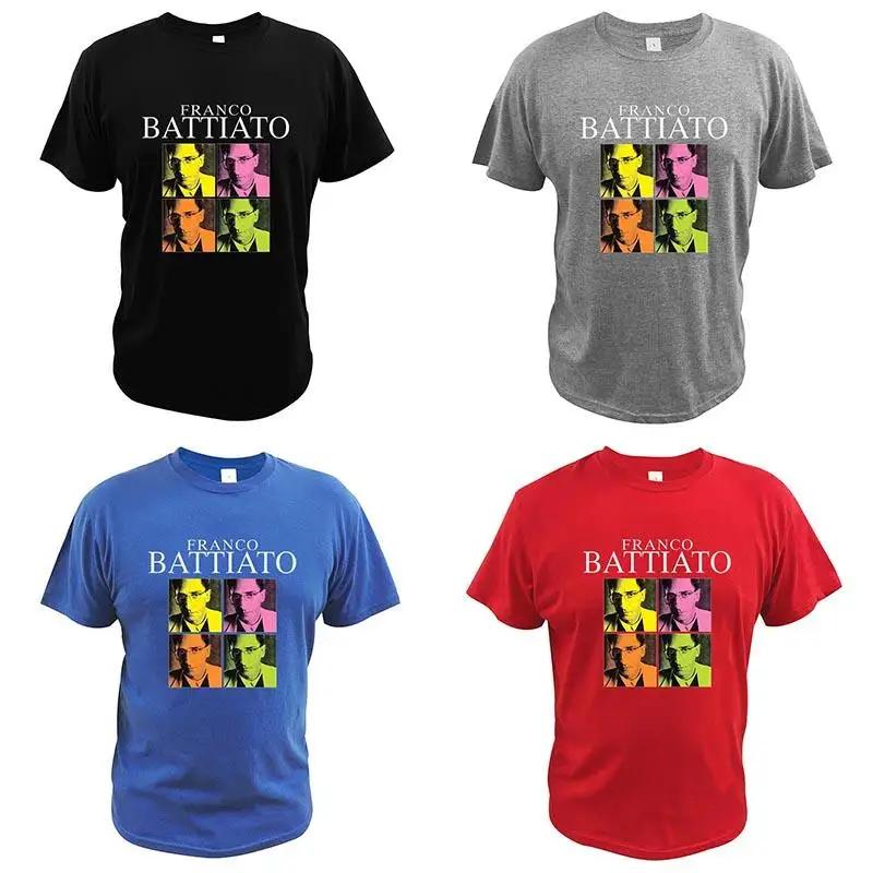 Franco Battiato T Shirt For Men Progressive Rock Celebrative Commemorative Rip T-Shirts Summer Premium 100% Cotton Top EU Size