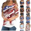 Womens Casual  Off Shoulder Short Sleevein Dependence Day Printed T-Shirt