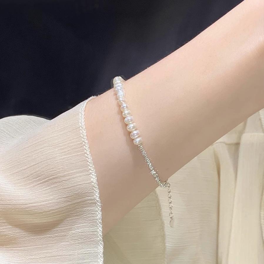 S925 Sterling Silver Natural Pearl Women's Bracelet – Light Luxury High-End Freshwater Pearl Design