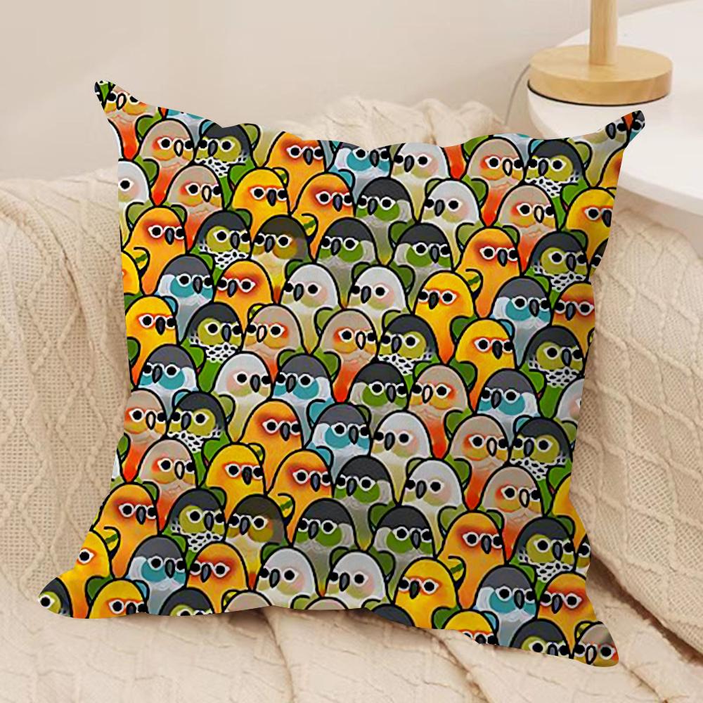 Cute Cockatiel Cushion Cover Silky Short Plush DoubleSided Printed Pillow Case for Sofa All Seasons Home Decor Gift