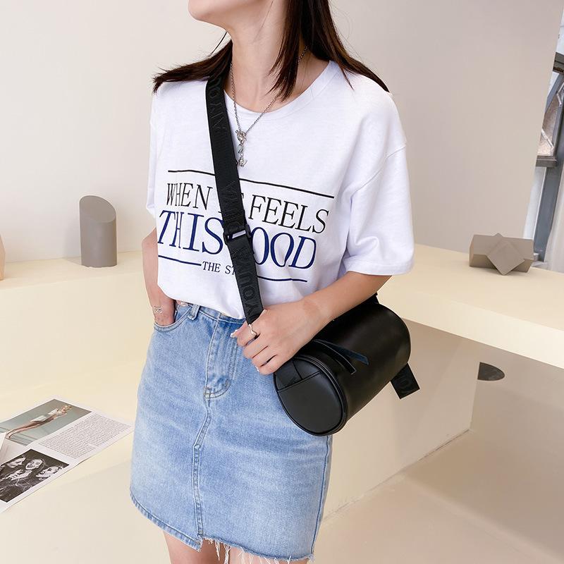Leather cylinder bag women's new trendy fashion pure cowhide soft leather crossbody shoulder bag first layer cowhide pillow bag