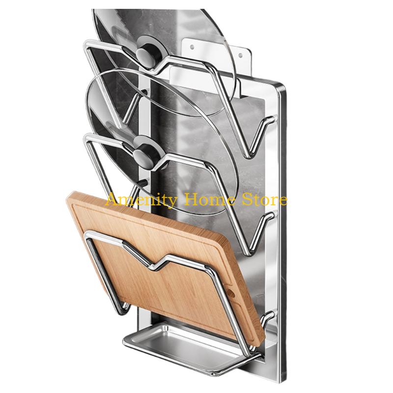 

F26C Stainless Steel Pot Lid Shelf Cutting Board for Apartment Kitchens 1-tier