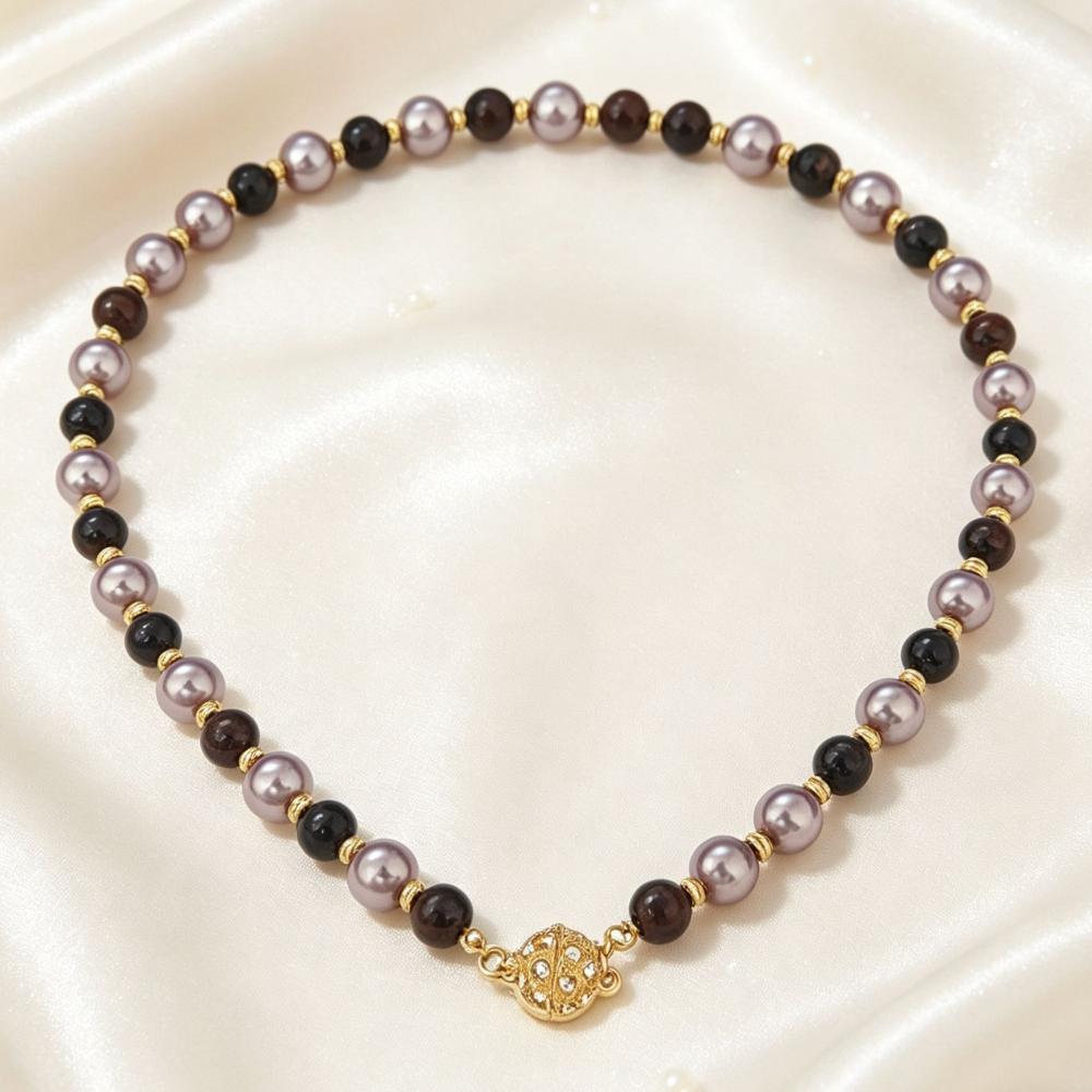 Light Luxury Tiger Eye Stone Necklace, Women's Maillard Style, High-end Feeling, Collarbone Chain, Niche Design, Fashionable Necklace