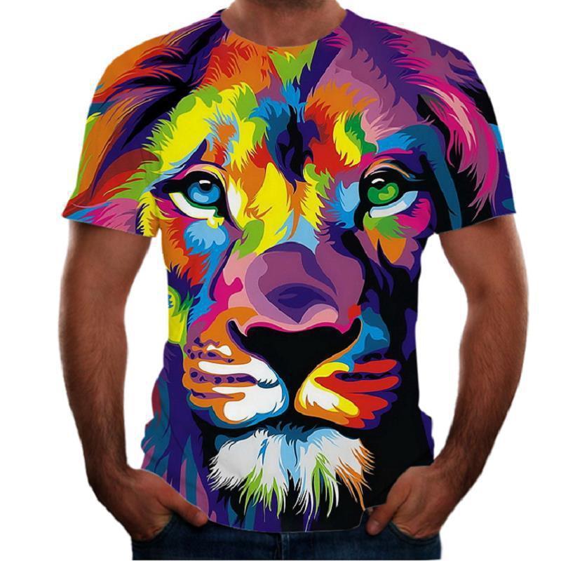 Animal Tiger 3D T-shirt Men's Lion Short Sleeved Men's Quick Drying T-shirt