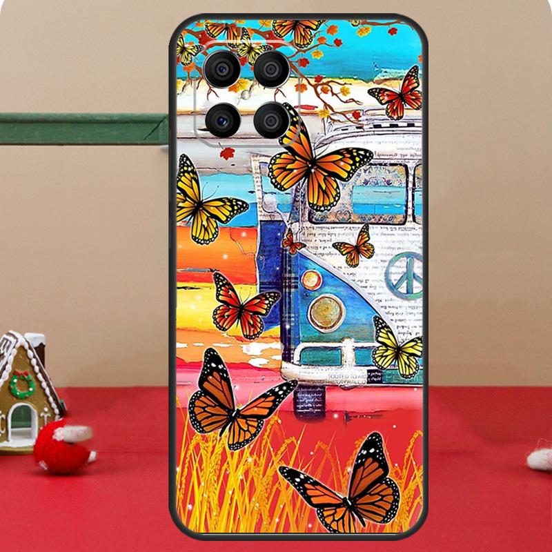 Hippie Peace Bus and Sunflower For Huawei Honor Magic 5 Pro X8 X9a 50 70 P Smart 2019 Nova 9 5T P60 P20 P40 P30 Lite Case
